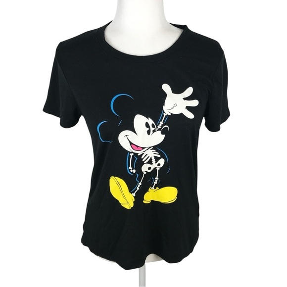 Disney Black Mickey Mouse Short Sleeve Tee Size M - Picture 1 of 5